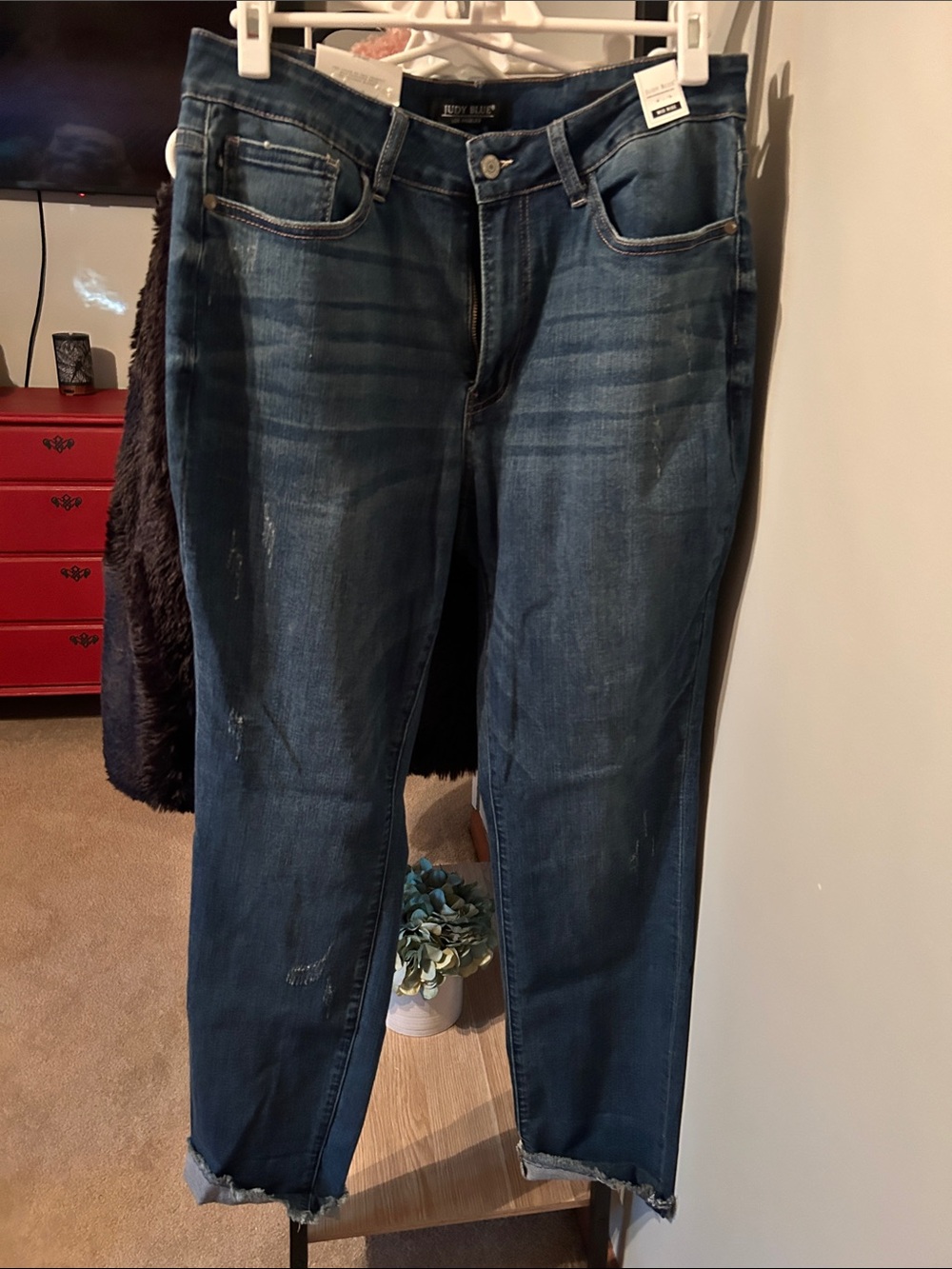 Judy Blue Distressed Dark Blue Boyfriend Jeans